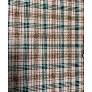 Vintage Green Brown Plaid Cotton Fabric 1/2 Yard 44" Quilting Sewing